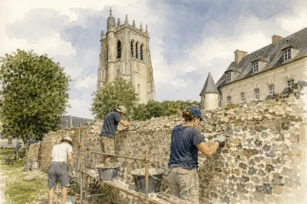 Illustration - Mur en silex au Bec-Hellouin