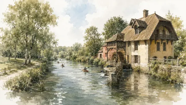 Illustration - Berges de l’Epte face au moulin