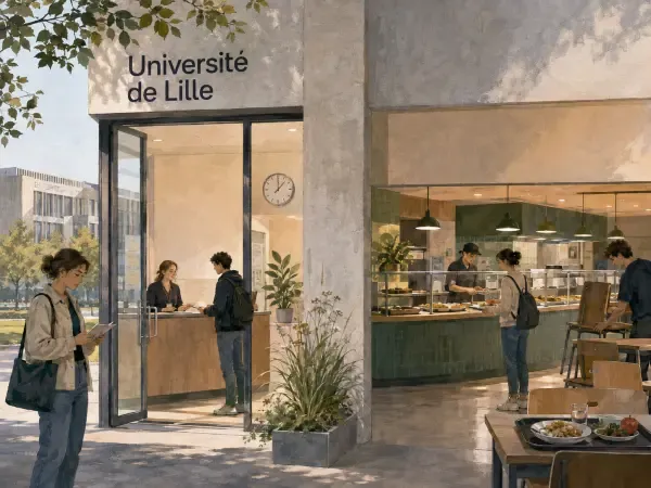 Illustration d’un campus universitaire à la rentrée