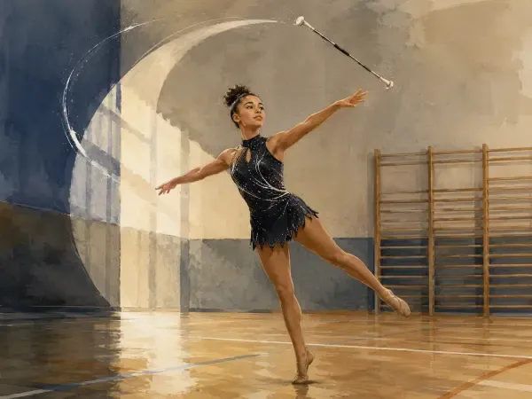 Illustration - Twirling bâton en gymnase