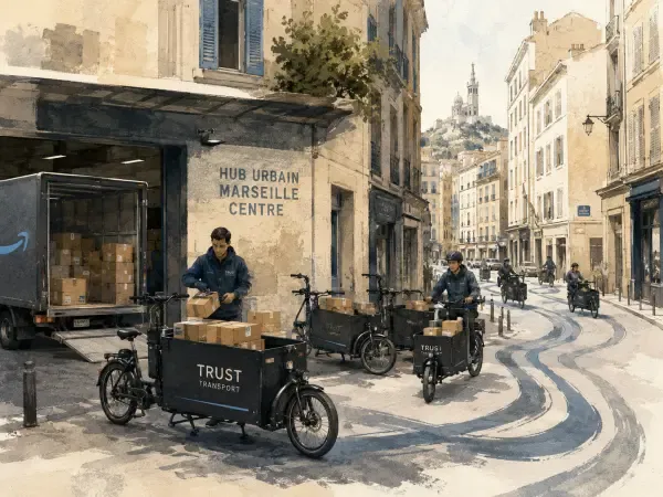 Illustration - Vélo-cargo dans les rues de Marseille
