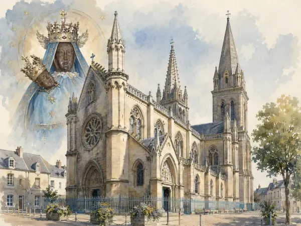 Illustration - Procession devant la basilique de Douvres