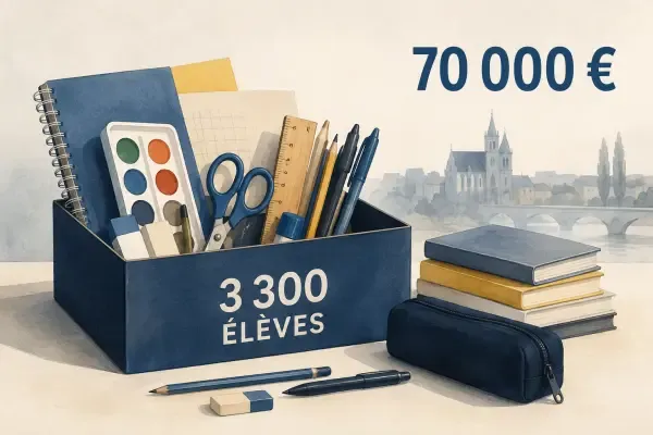 Illustration de fournitures scolaires