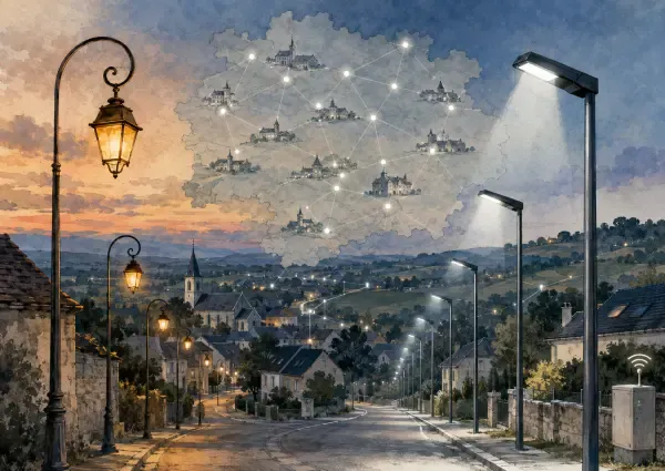 Illustration - Lampadaires LED dans des rues essonniennes