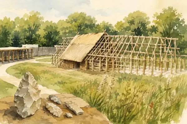 Reconstitution archéologique à la Haute-Île