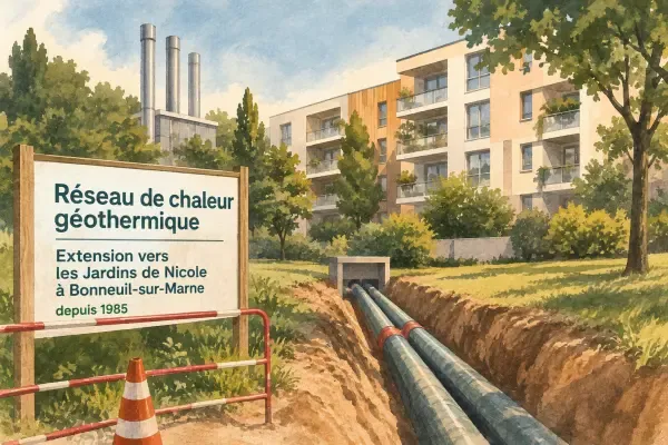 Illustration - Canalisations géothermiques sous un quartier
