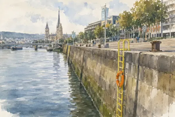 Illustration - Échelle jaune sur les quais rouennais