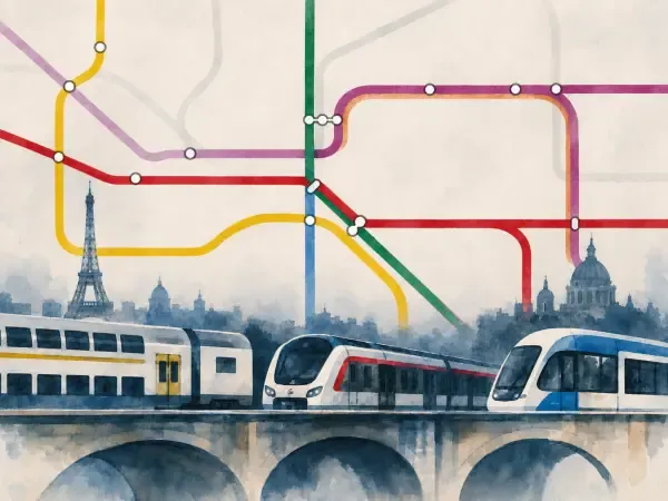 Trains et tramways franciliens en travaux