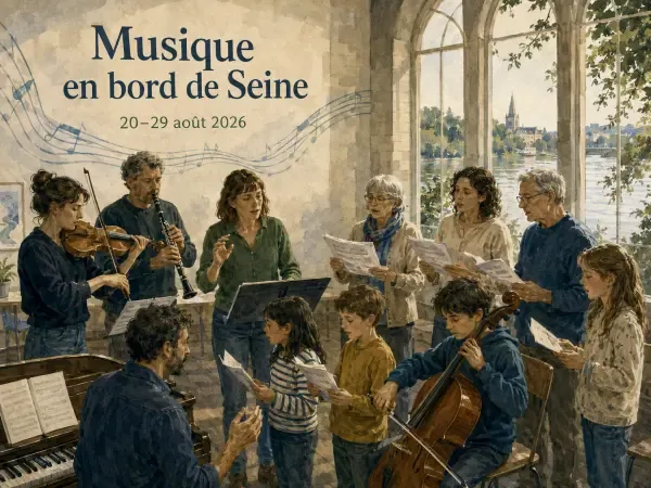 Musiciens répétant au bord de Seine