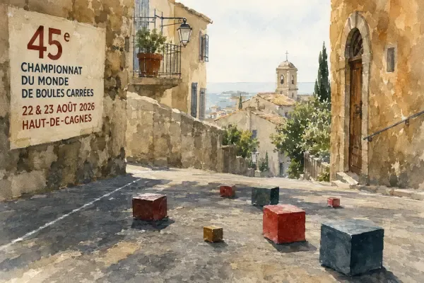 Boules carrées dans une rue pentue