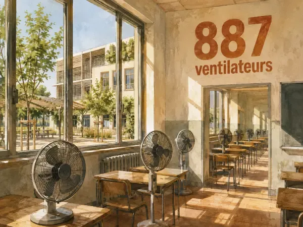 Illustration d’une école sous forte chaleur