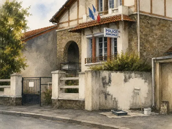 Illustration - Mur de police municipale tagué