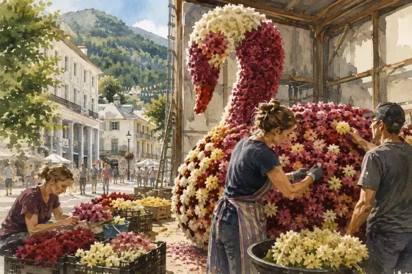 Illustration - Chars fleuris dans les rues de Luchon