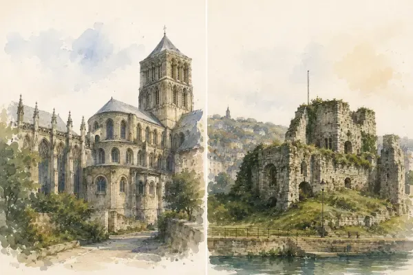 Illustration - palais et abbatiale de Fécamp