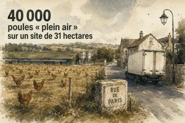 Illustration - élevage de poules au Fahy