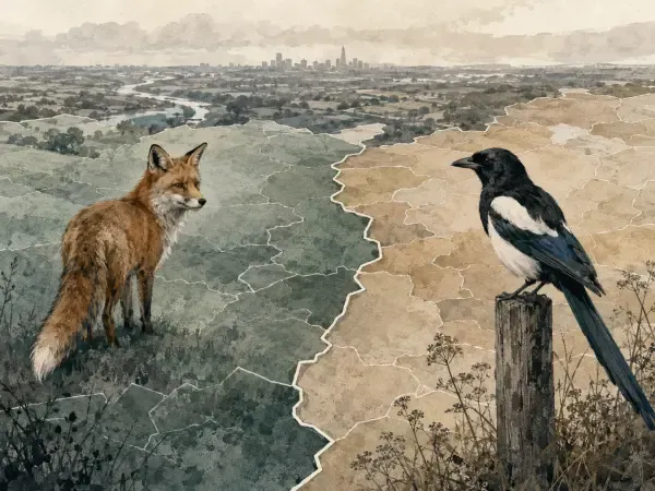 Illustration de renards et pies