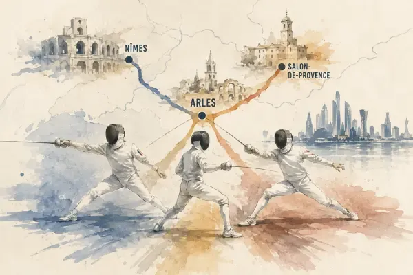 Illustration de trois volleyeurs arlésiens