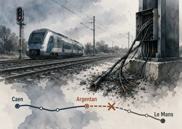 Illustration - train à quai à Caen