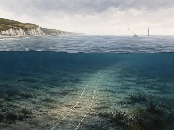 Illustration - câbles sous-marins au large de Fécamp