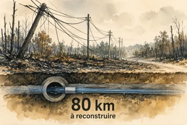 Illustration - Fibre et poteaux après incendie