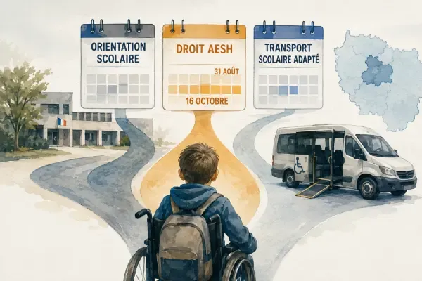 Illustration - Élève accompagné à la rentrée scolaire
