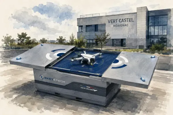Illustration - Drone autonome dans sa station à Mérignac