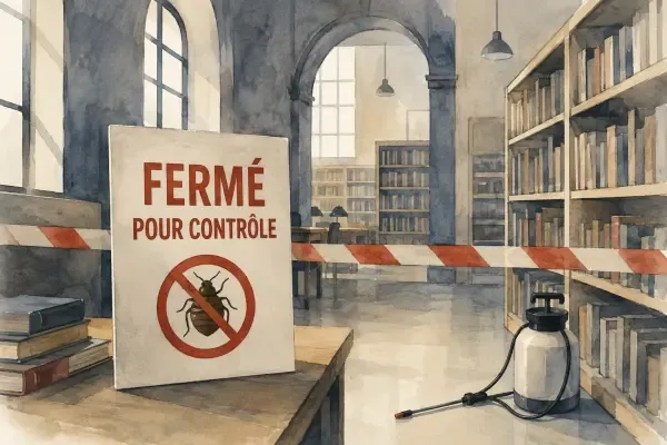 Illustration d’une bibliothèque aixoise fermée