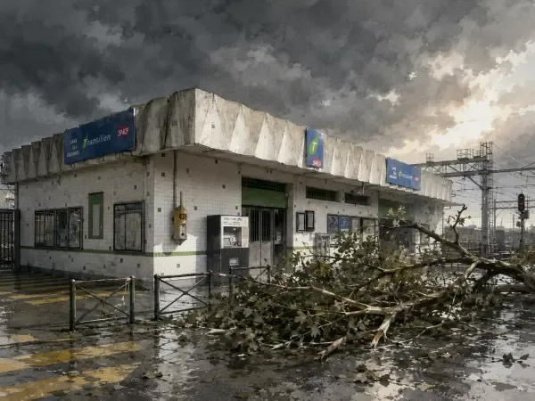 Arbre tombé près des voies du RER