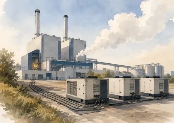 Groupes électrogènes devant l’usine Ecostu’Air