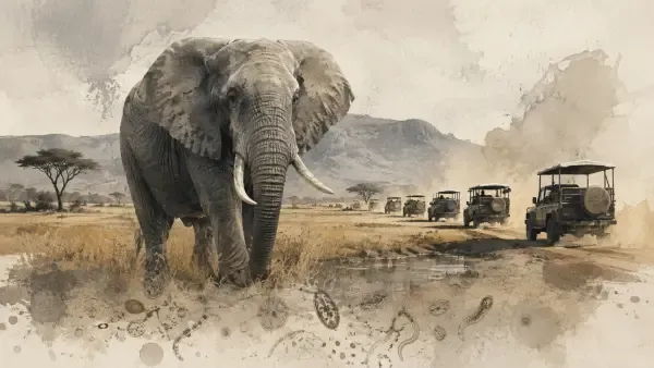 Illustration d’éléphants dans une réserve