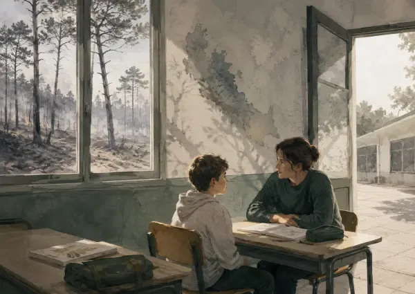 Illustration - École girondine après les incendies