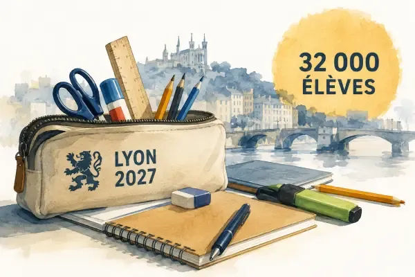 Illustration de fournitures scolaires