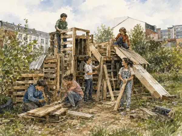 Illustration - Cabanes du terrain d’aventure de Grammont
