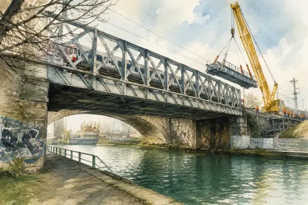 Illustration du pont-rail à Aubervilliers