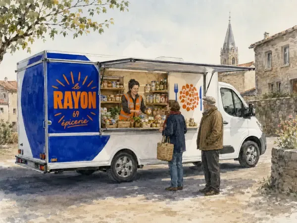 Illustration - épicerie sociale en camion