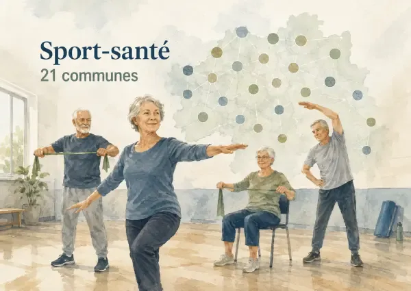 Illustration - séance de sport-santé en groupe