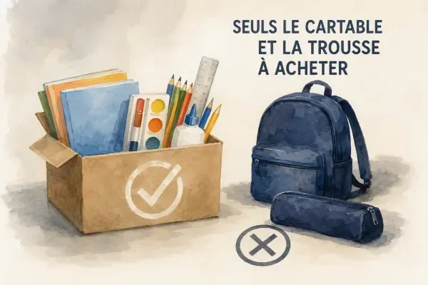 Illustration de fournitures scolaires