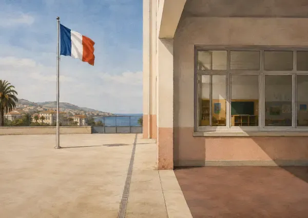 Illustration - Mât tricolore dans une école niçoise