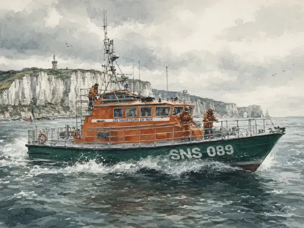 Illustration - Secours en mer au large de Fécamp