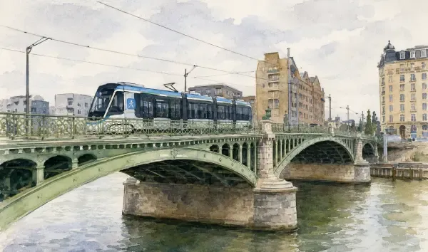 Pont et tramway à L’Île-Saint-Denis