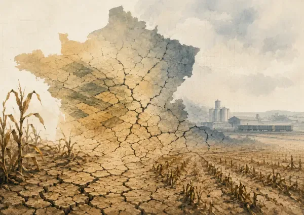 Illustration - Champs agricoles sous forte chaleur