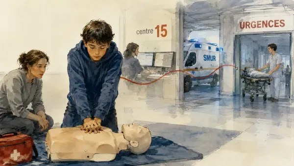 Illustration - Collégiens en formation de secourisme