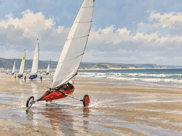 Chars à voile sur la plage