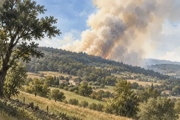 Illustration - Feu de végétation à Vaugneray