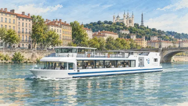 Illustration - Bateaux sur le Rhône à Lyon