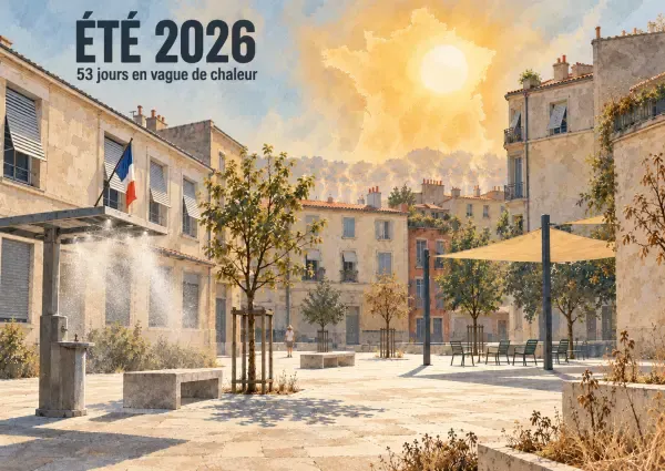 Illustration - ville sous forte chaleur