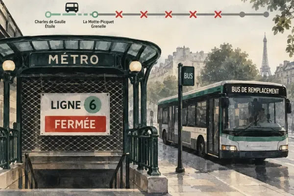 Illustration - métro ligne 6 fermé