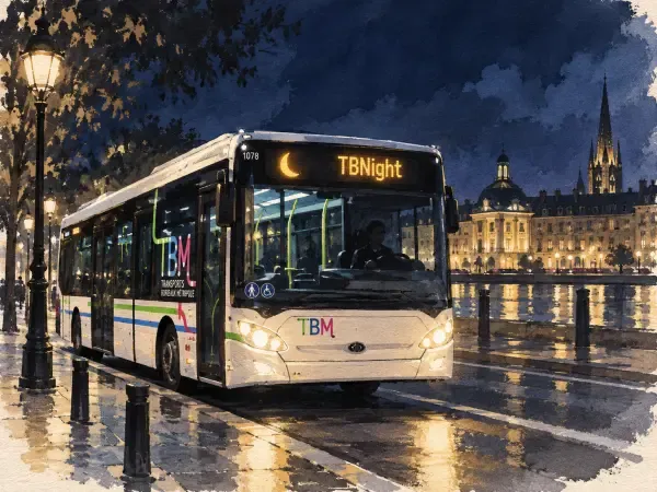 Illustration - Bus nocturne dans Bordeaux