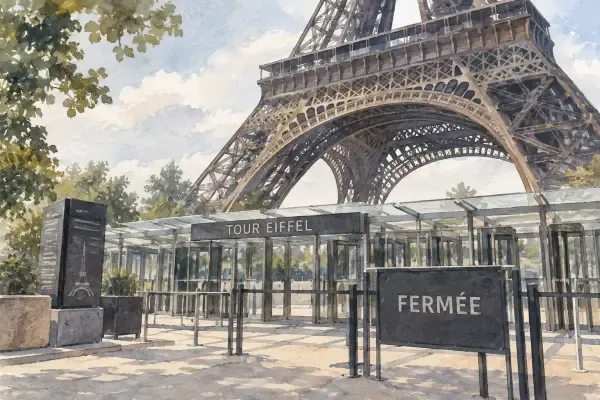 Illustration de la tour Eiffel fermée