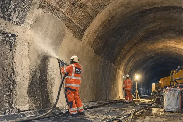 Illustration - Travaux dans le tunnel de Glos-Montfort